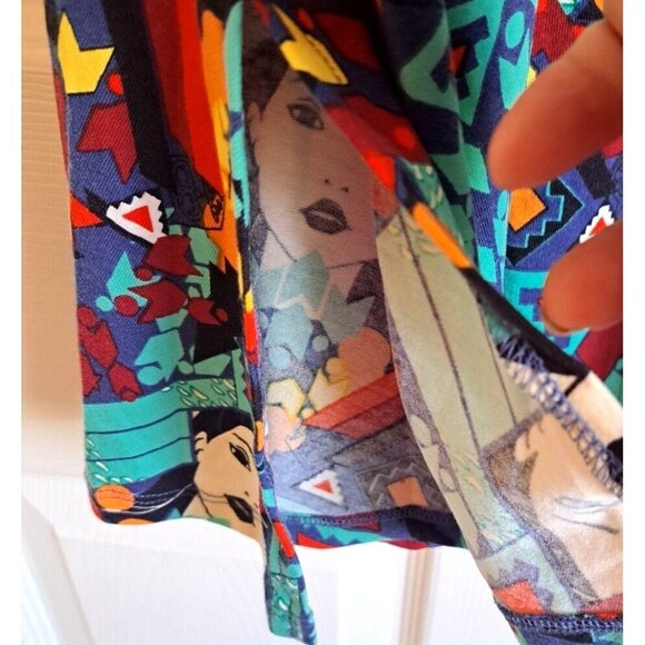 LuLaRoe Women's 2XL Multicolor Short Sleeve Tunic Faces and Geometric Shapes - Picture 5 of 6